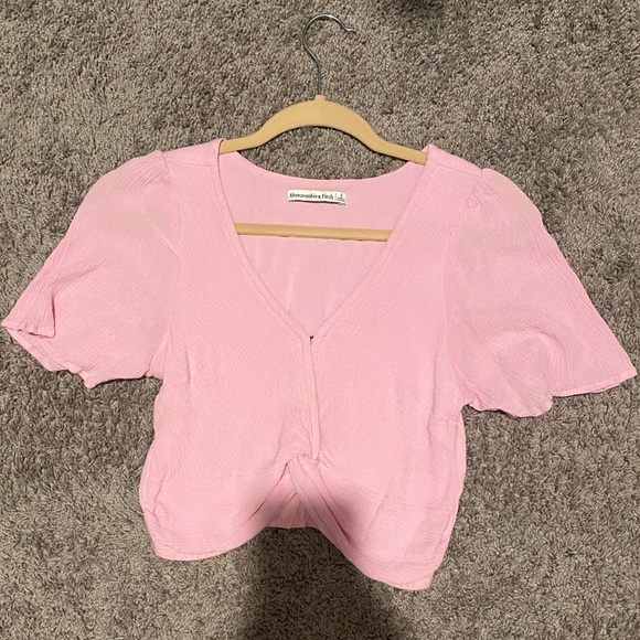Cropped Pink Crinkle Blouse - Picture 1 of 4